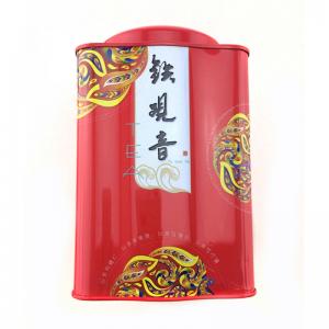 Caja de lata de té chino cuadrado tradicional con tapa doble