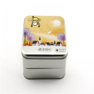 Caja de lata cuadrada con logotipo personalizado para galletas, envases de pastel de luna.